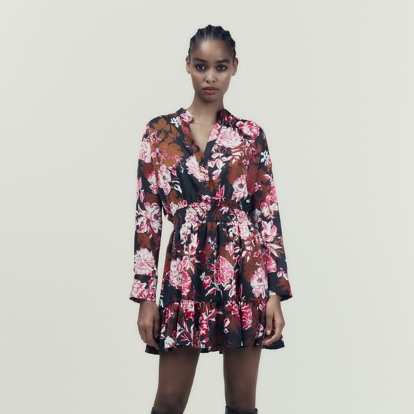 ZARA PRINTED MINI DRESS MULTICOLORED - Picture 6 of 12